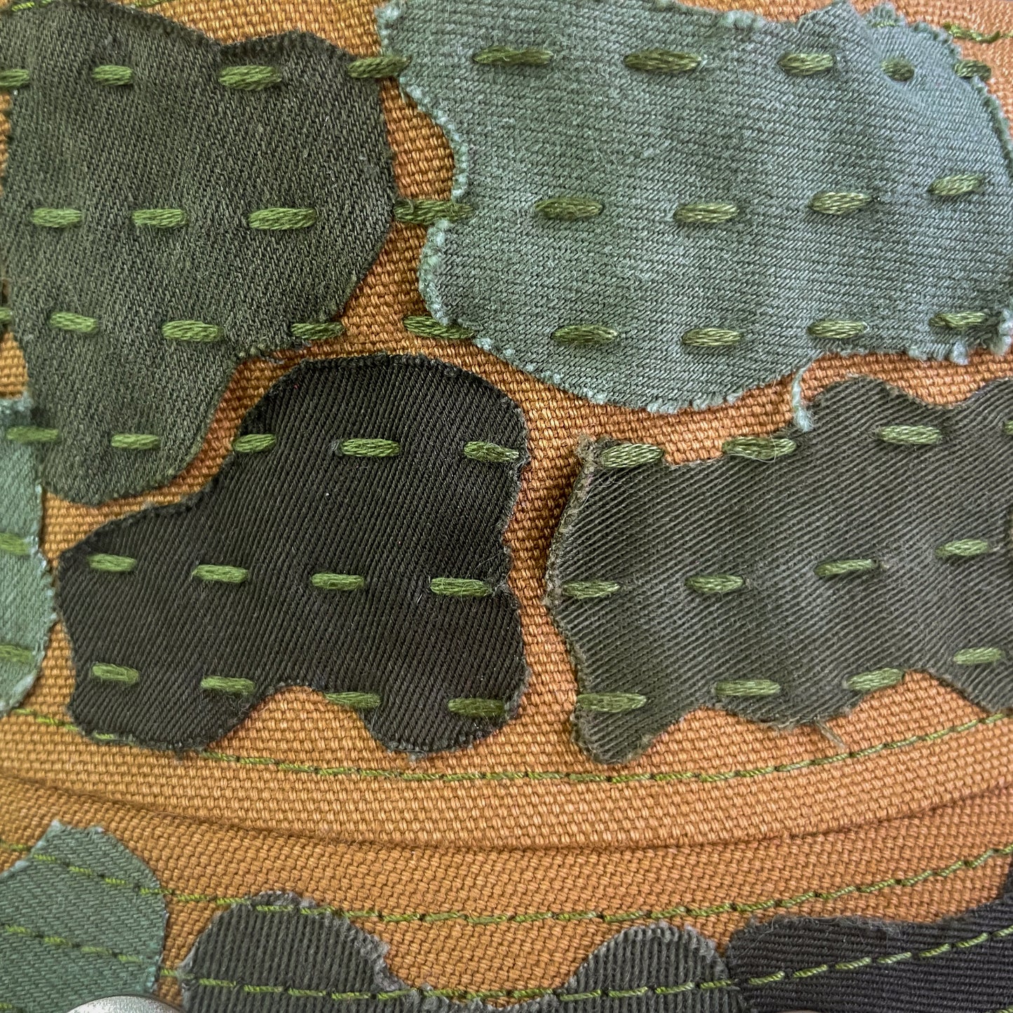 Beige and Green Sashiko Bunny Hat 1of1