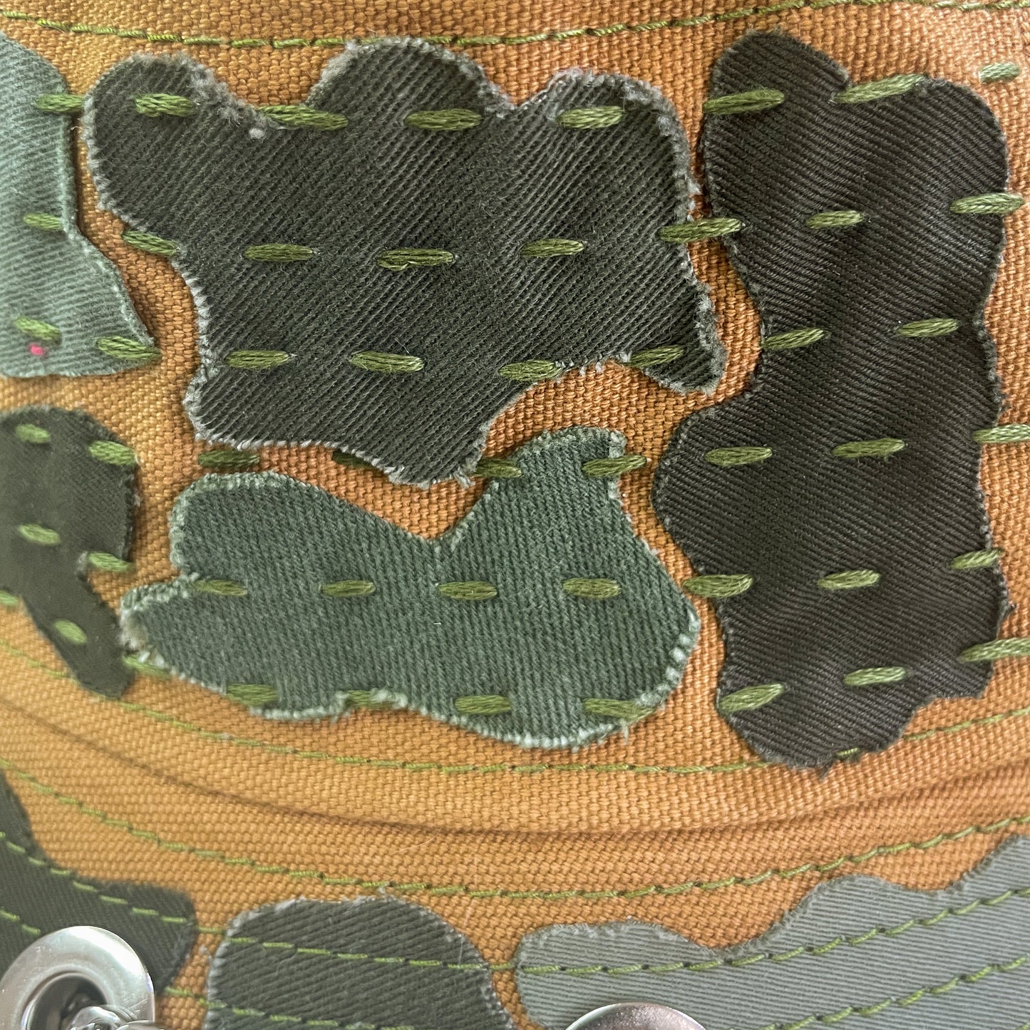 Beige and Green Sashiko Bunny Hat 1of1