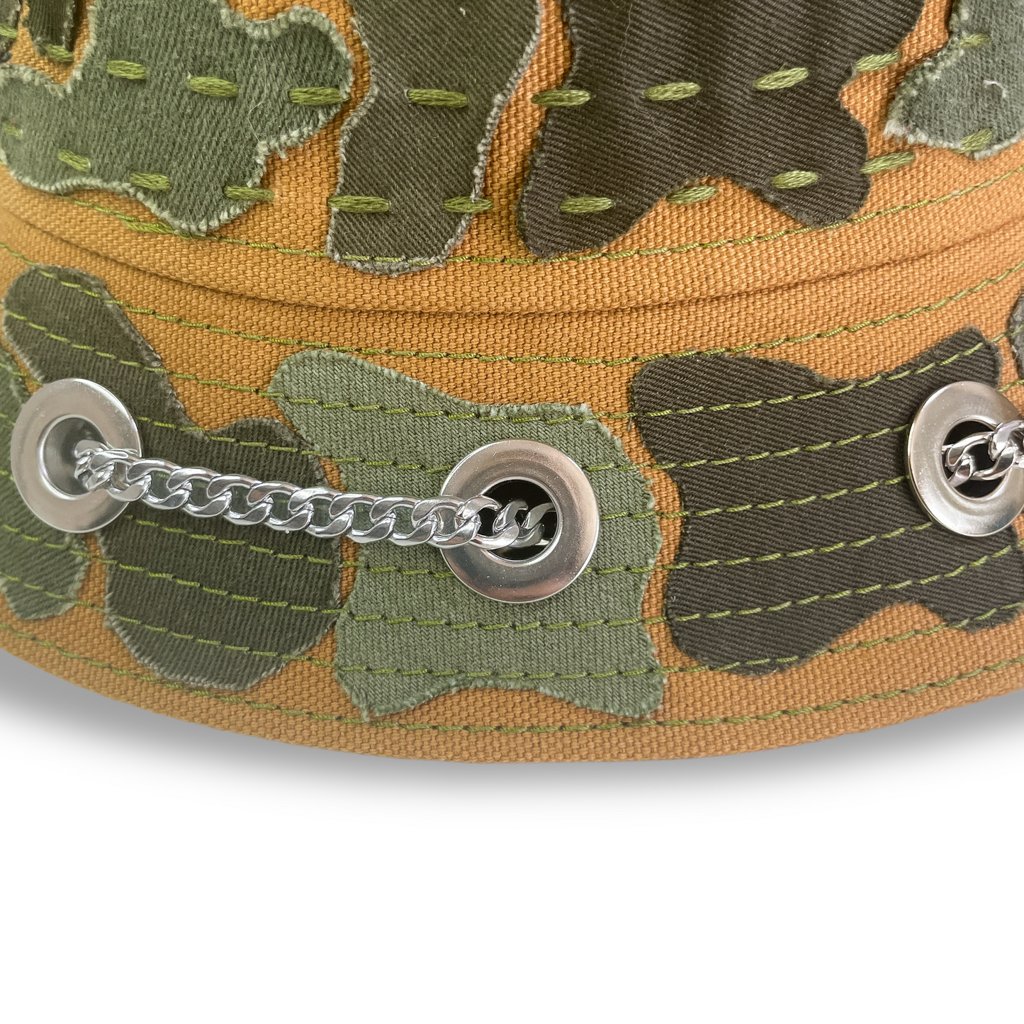Beige and Green Sashiko Bunny Hat 1of1