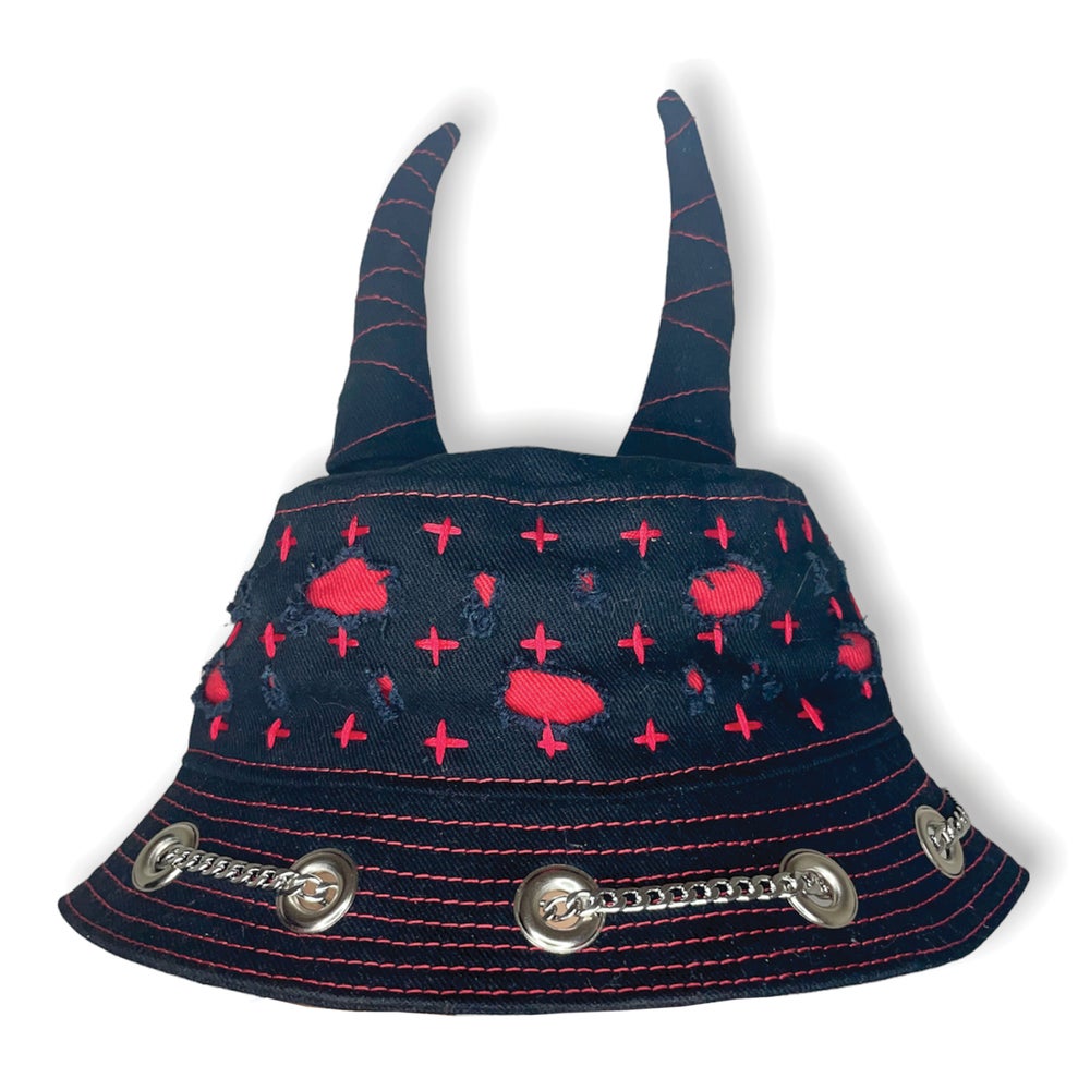 Black Sashiko Horn Hat