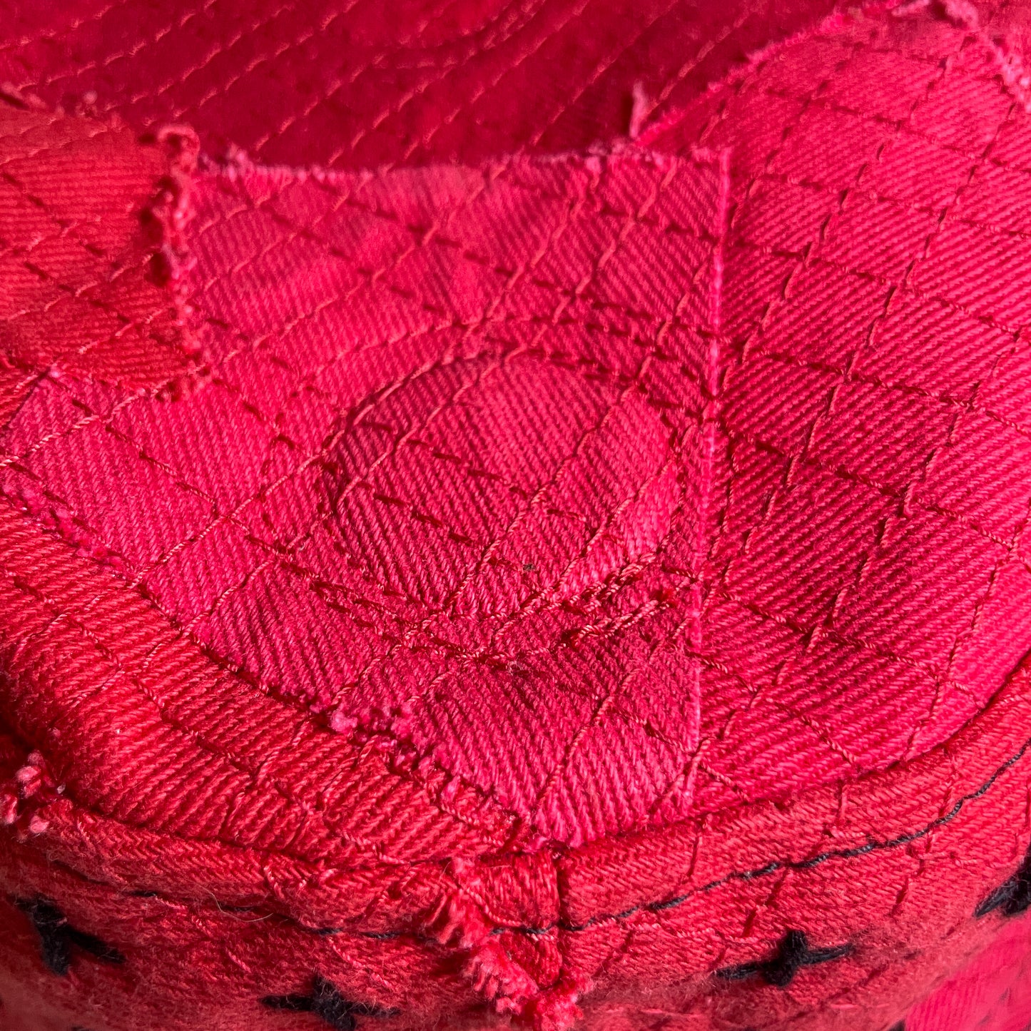 Red and Black Sashiko Bunny Hat 1of1