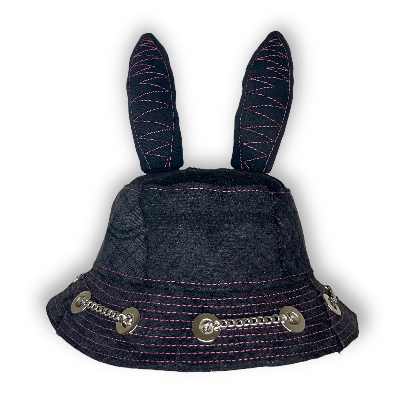 Grey and Pink Bunny Hat 1of1