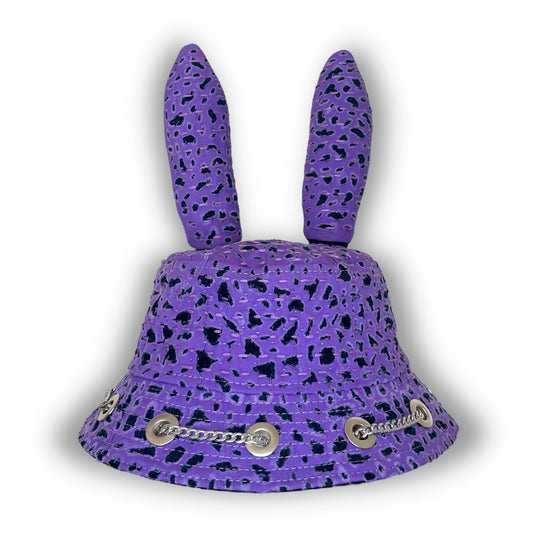 "Zombie" Bunny Hat Purple and Black 1of1