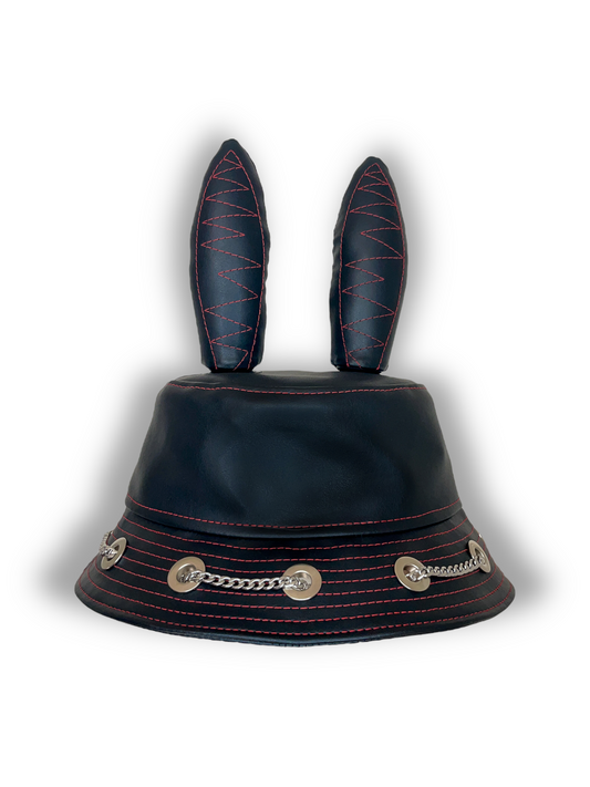 Black and Red Cactus Leather Bunny Hat 1of1