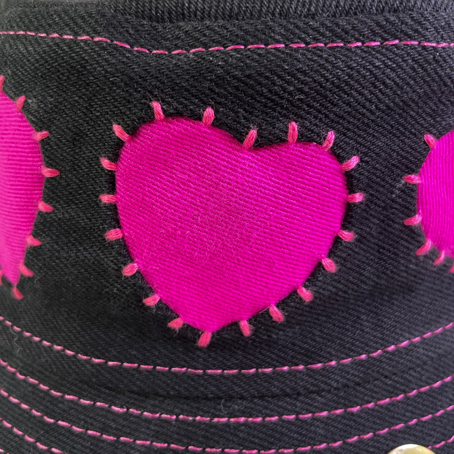 Black and Pink Heart Bunny Hat 1of1