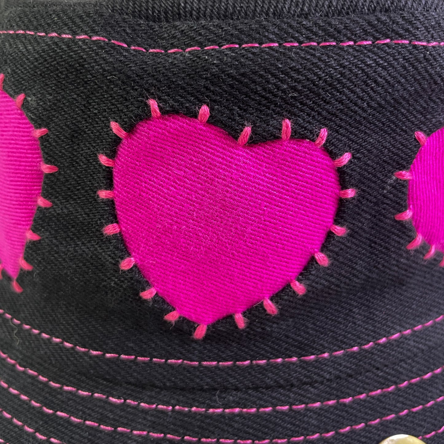 Black and Pink Heart Bunny Hat 1of1