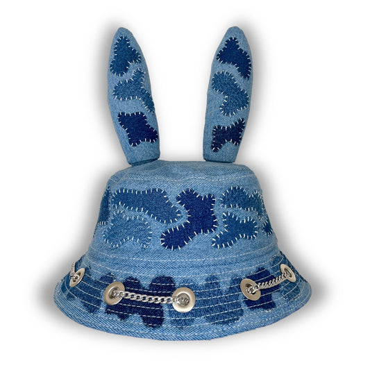 Blue and White Sashiko Bunny 1of1