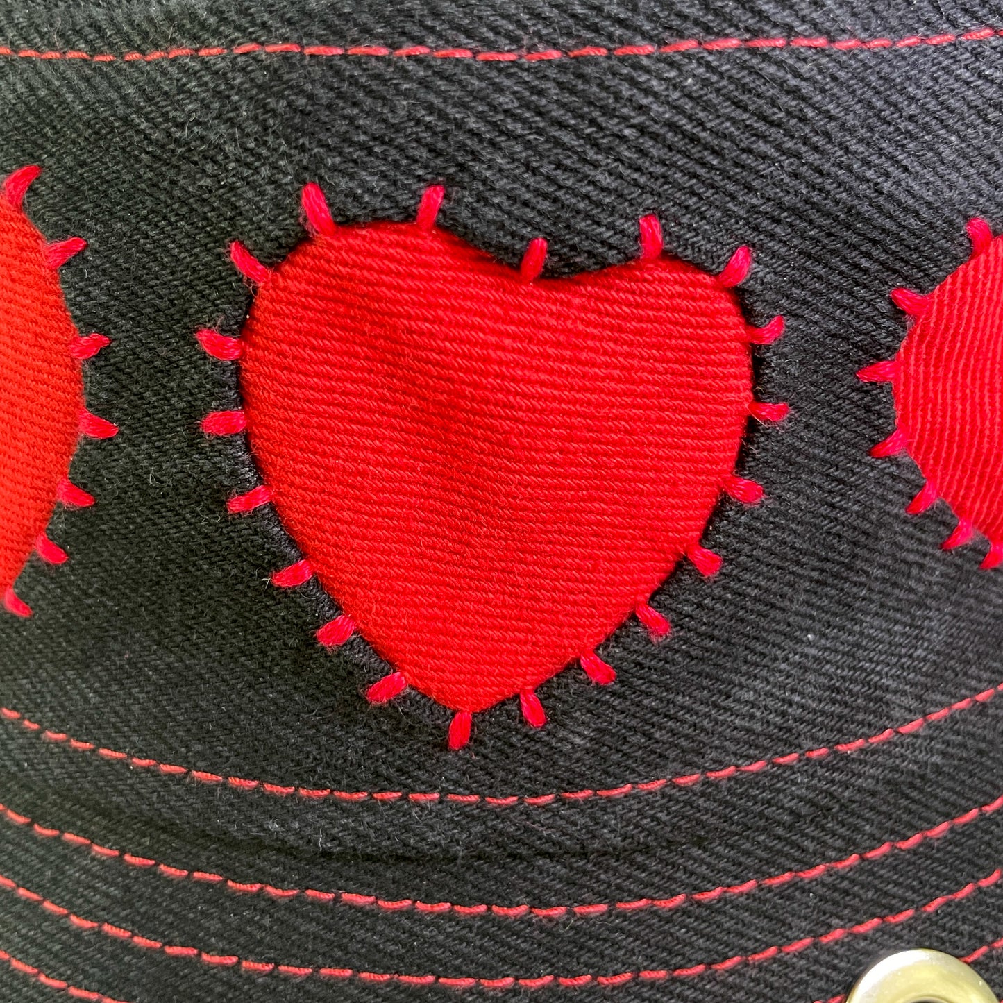 Black and Red Heart Bunny Hat 1of1