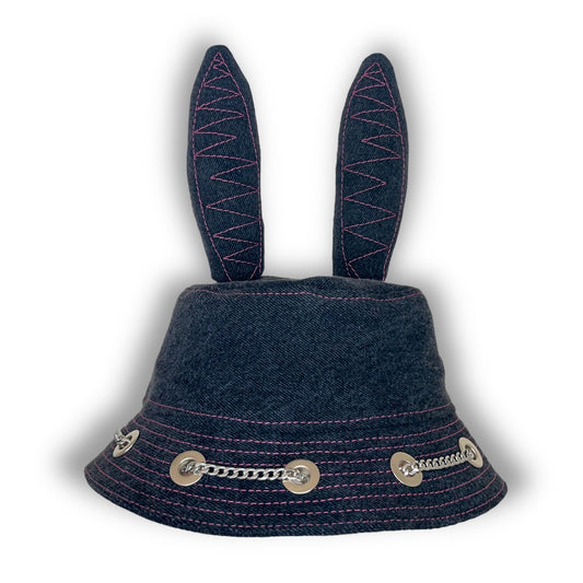 Charcoal Grey and Pink Bunny Hat 1of1