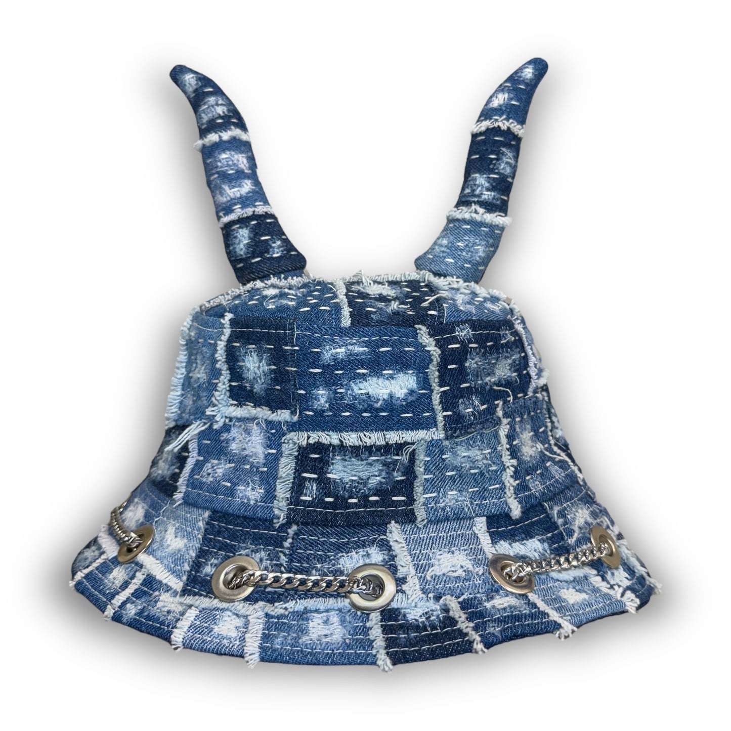 Shades of Blue Sashiko Horn Hat 1of1