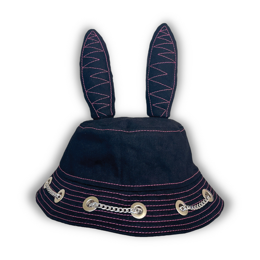 Black and Pink Bunny Hat 1of1