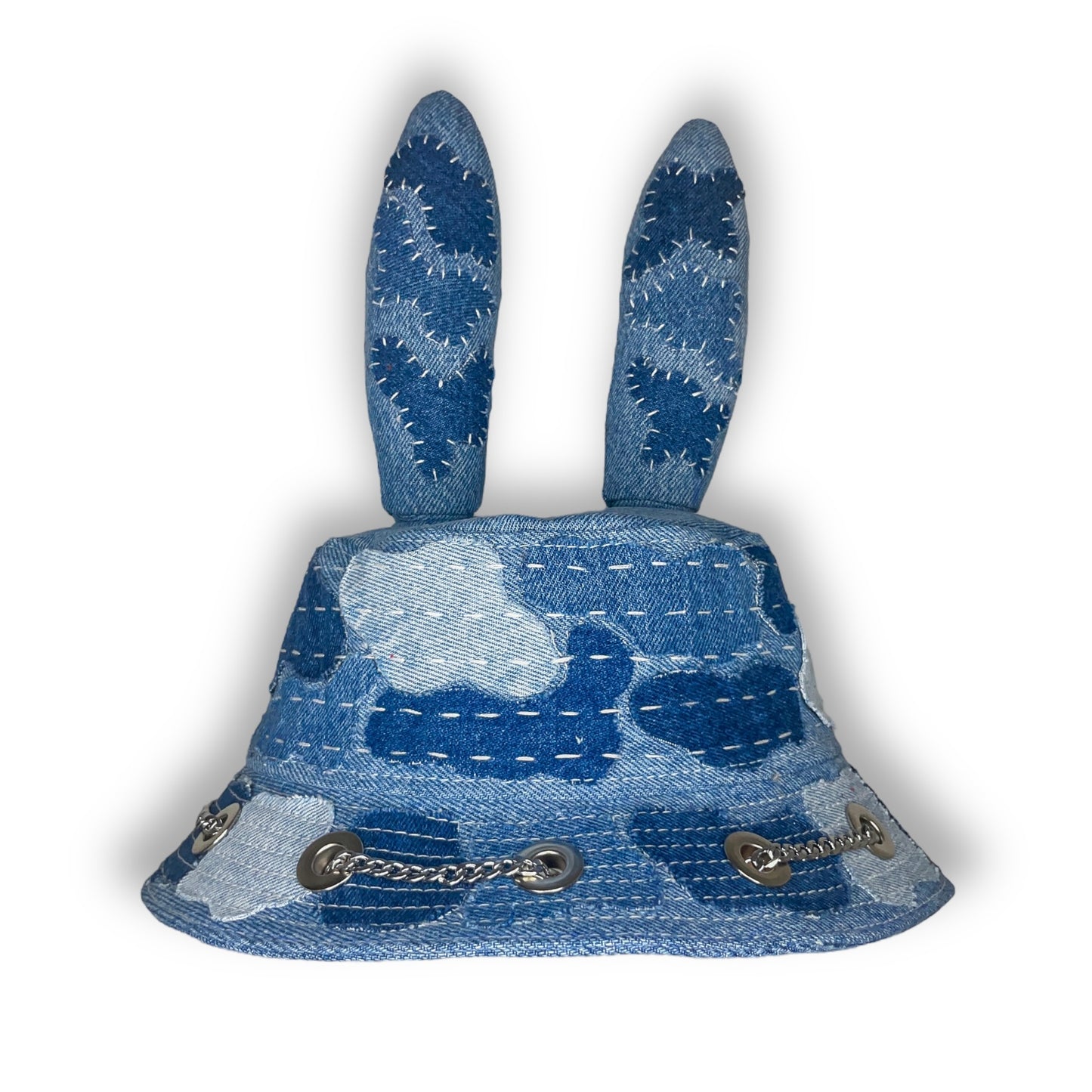 Blue and White Sashiko Bunny Hat 1of1