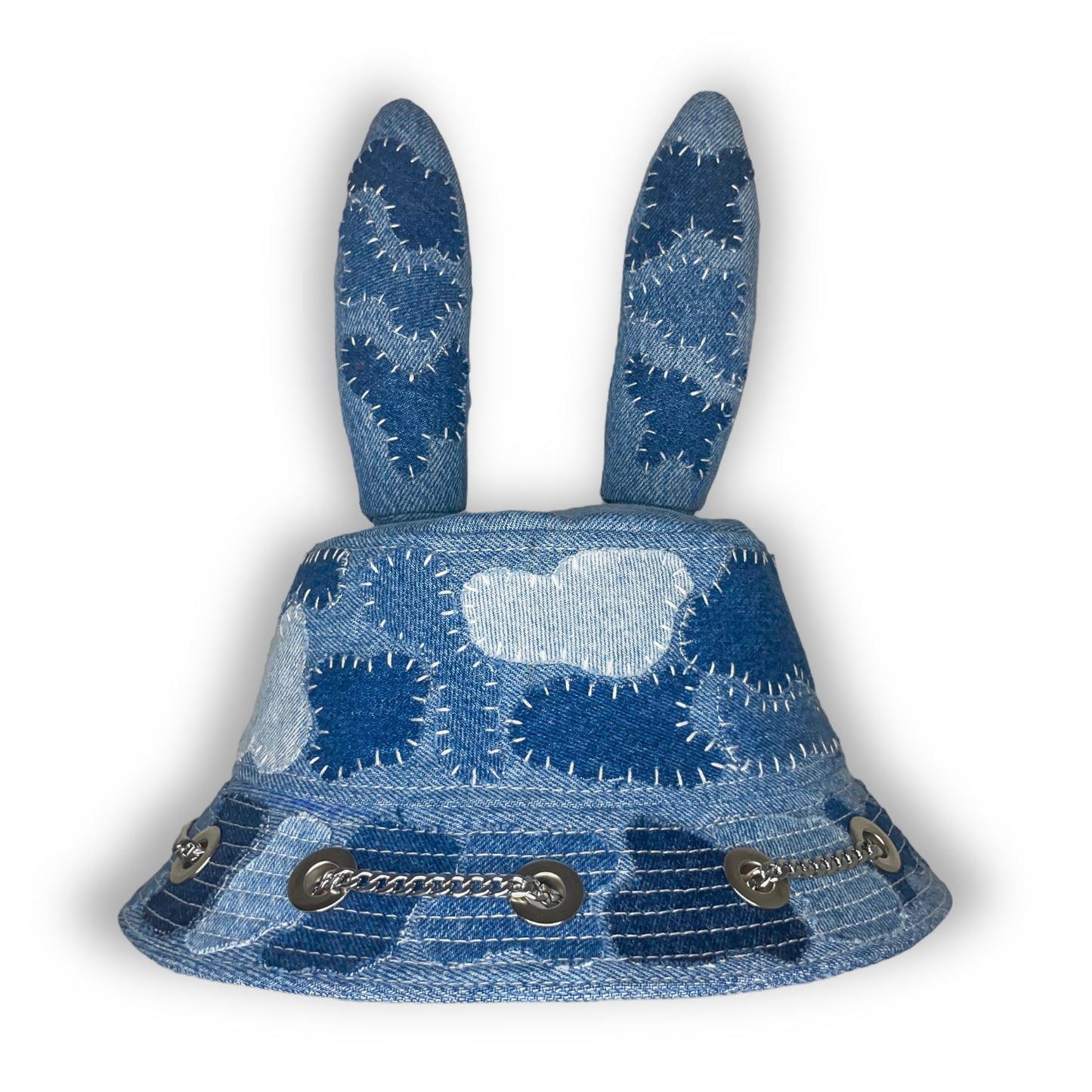 Blue and White Sashiko Bunny Hat 1of1