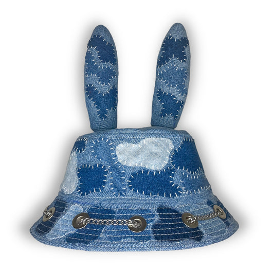 Blue and White Sashiko Bunny Hat 1of1
