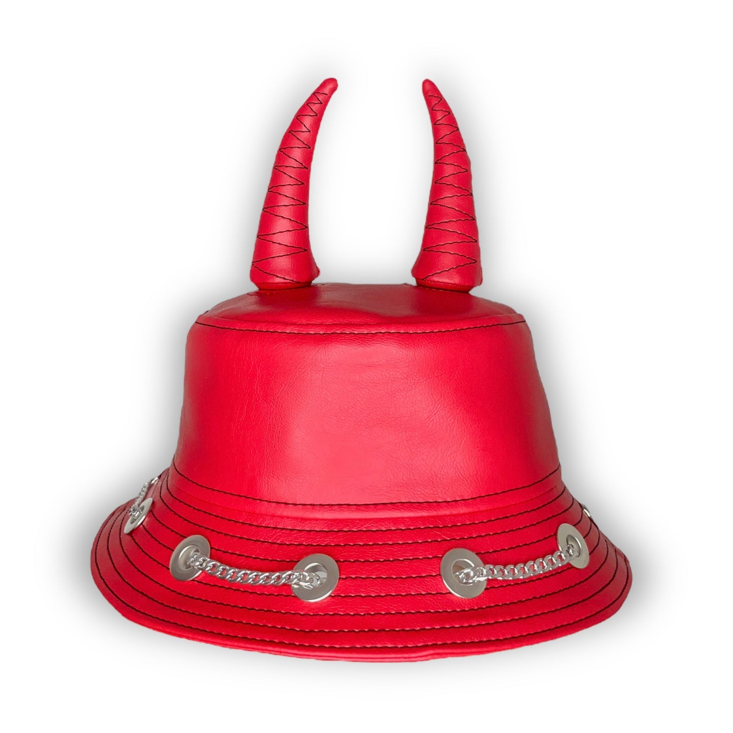 Red Leather Horn Hat 1of1