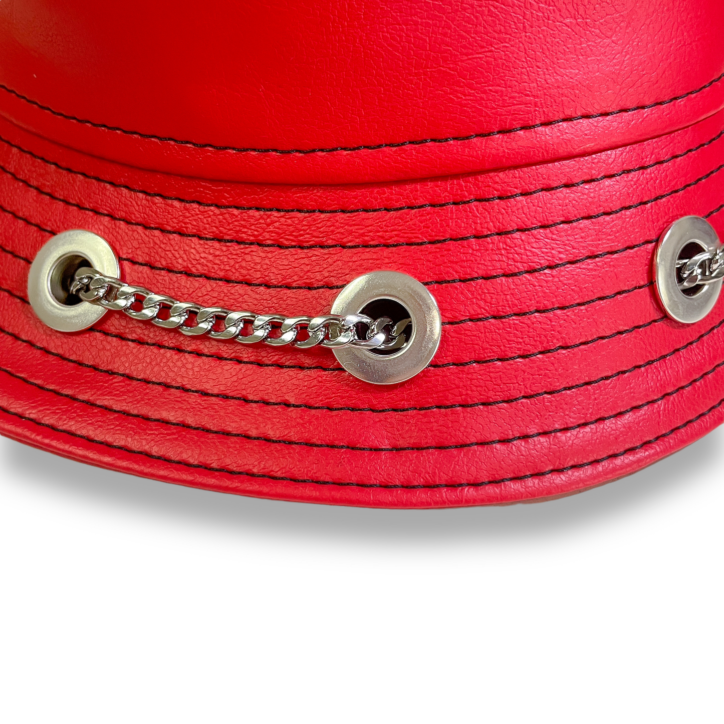 Red Leather Horn Hat 1of1