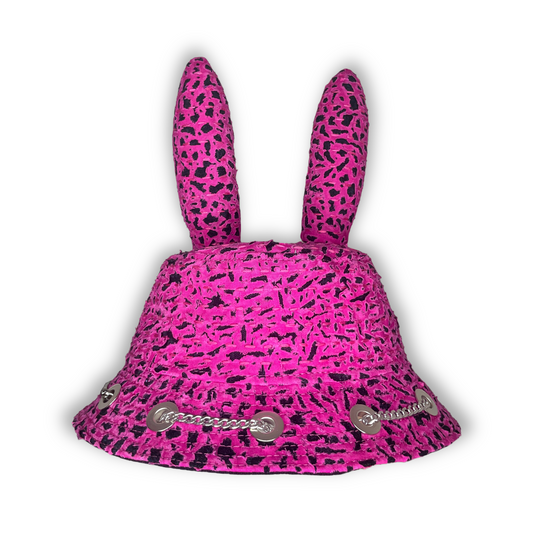 "Zombie" Bunny Hat Pink and Black 1of1