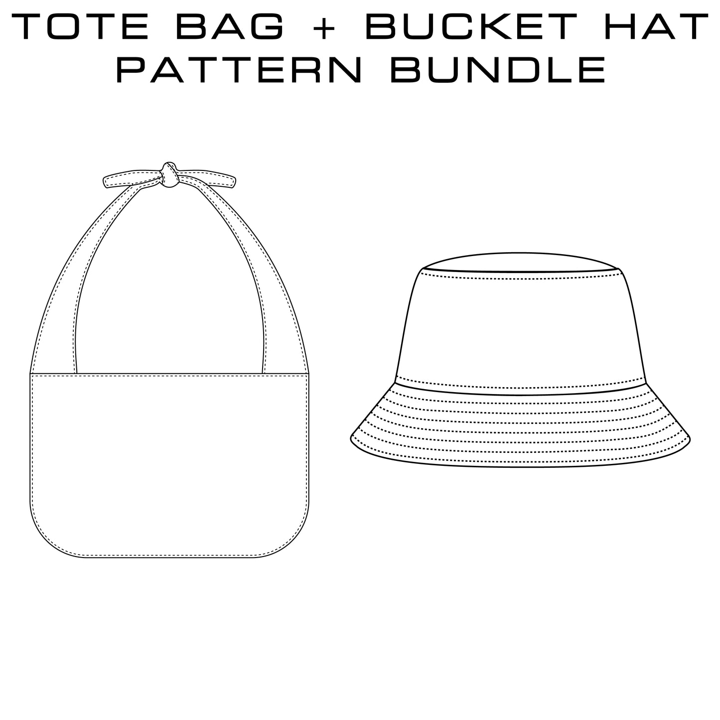 Tote Bag + Bucket Hat Pattern Bundle