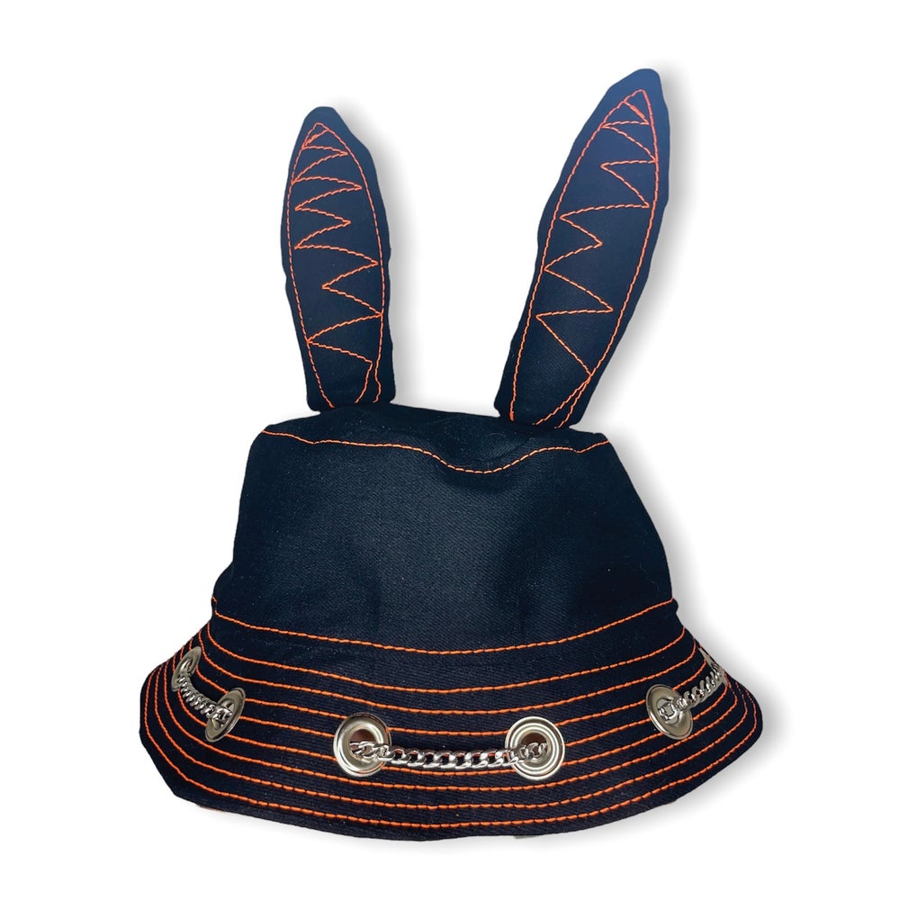 Black and Orange Bunny Hat 1of2