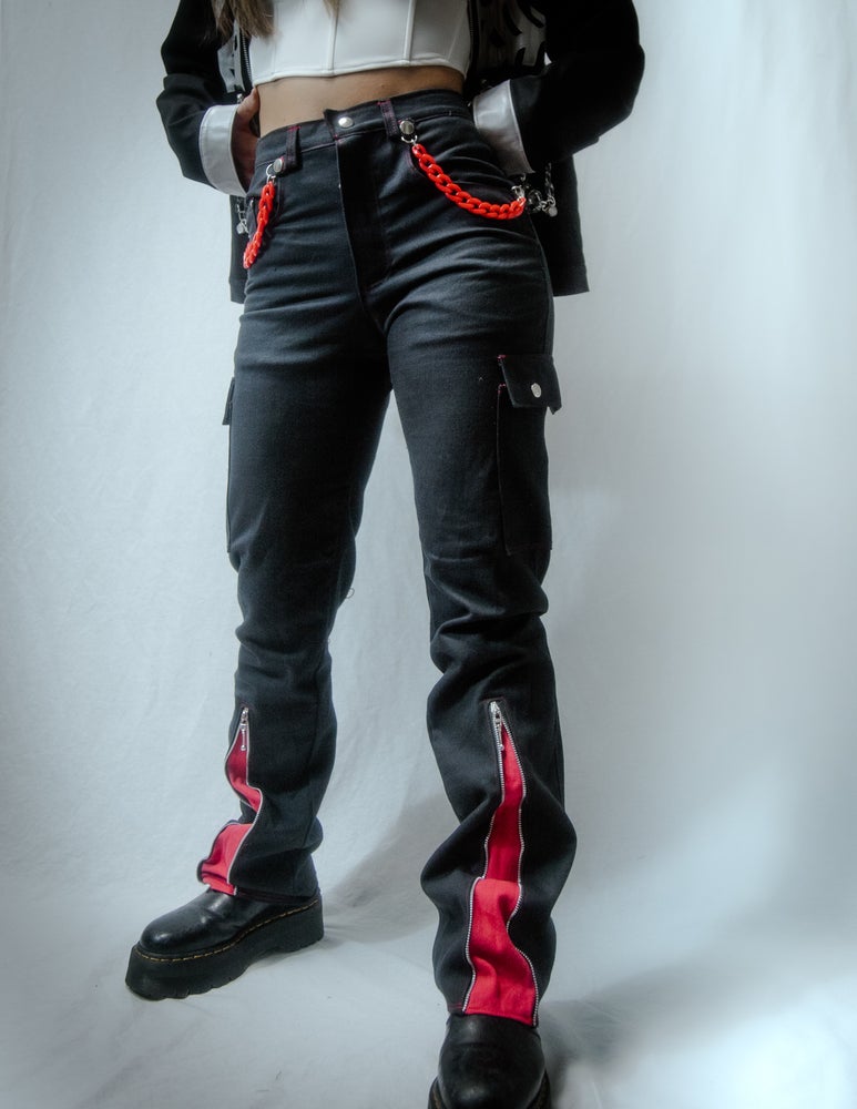Black and Red Flare Pants