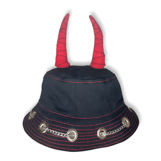 Black and Red Horn Hat