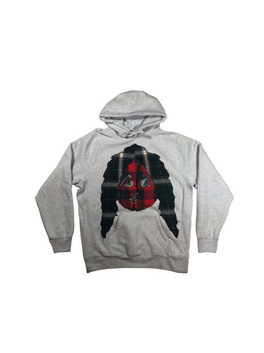 Faces Grey Heavyweight Hoodie (Flannel Patchwork)