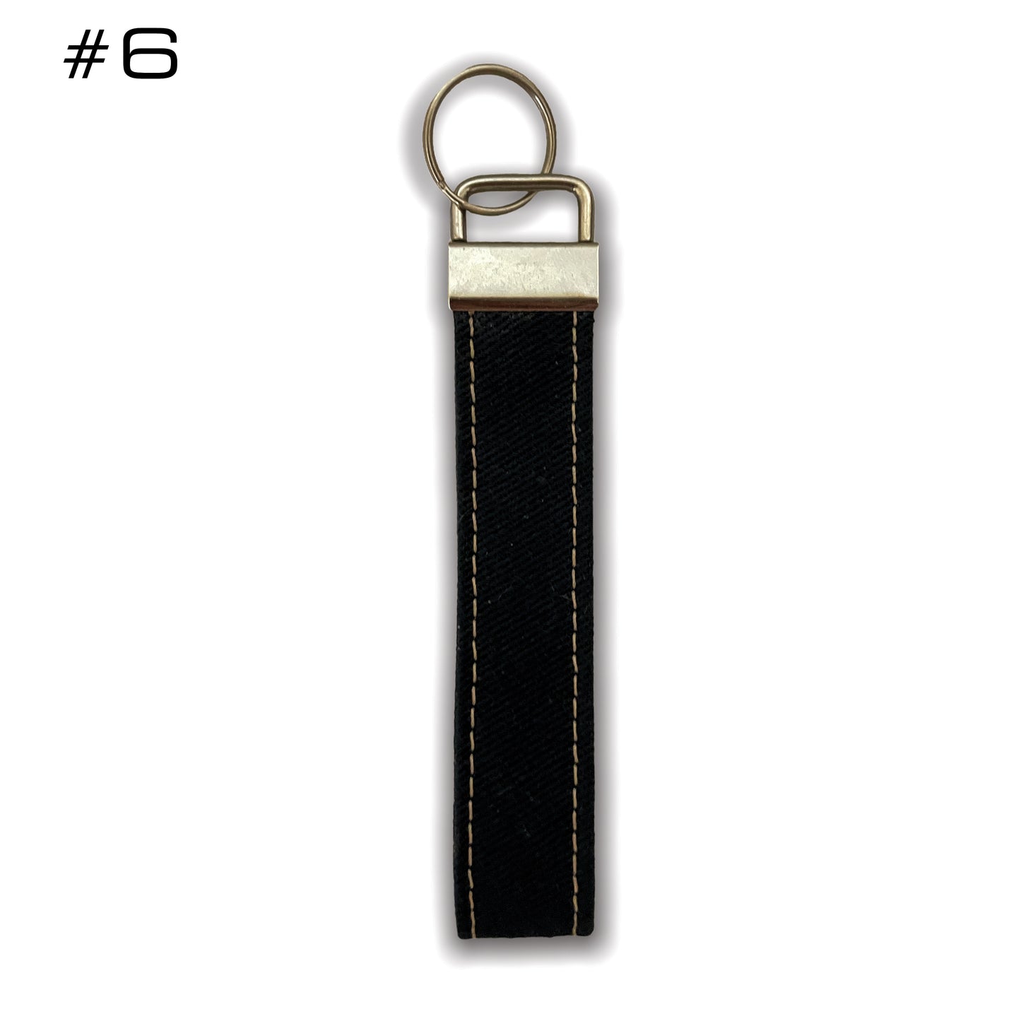 Keychains- Black With Colored Stitching