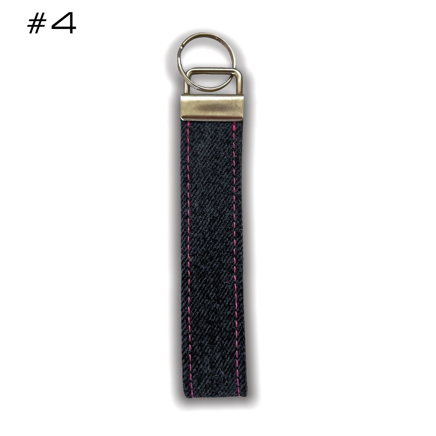Keychains- Black With Colored Stitching