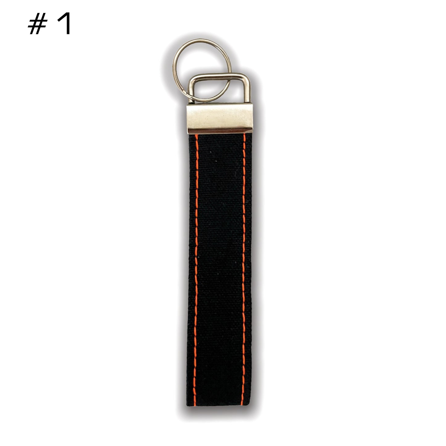 Keychains- Black With Colored Stitching