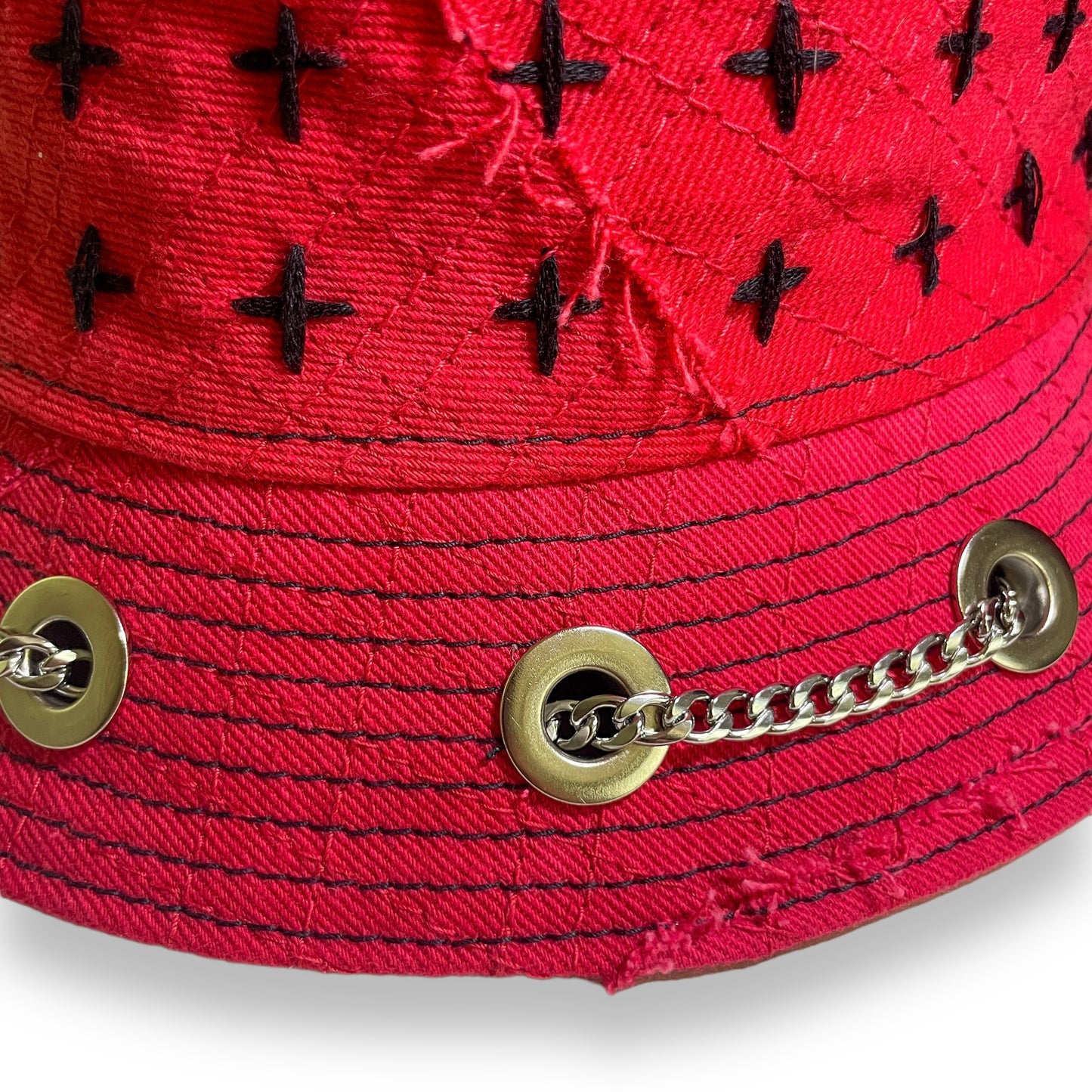 Red and Black Sashiko Bunny Hat 1of1