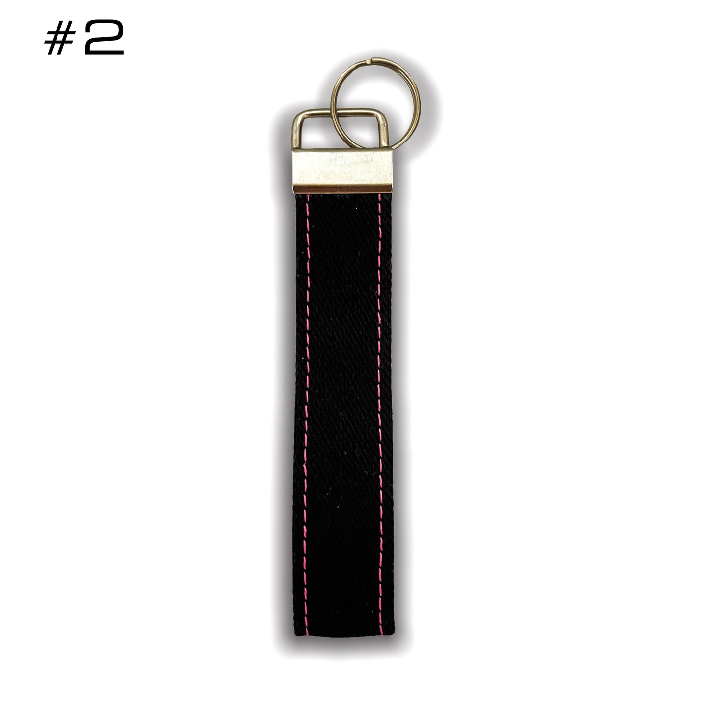 Keychains- Black With Colored Stitching