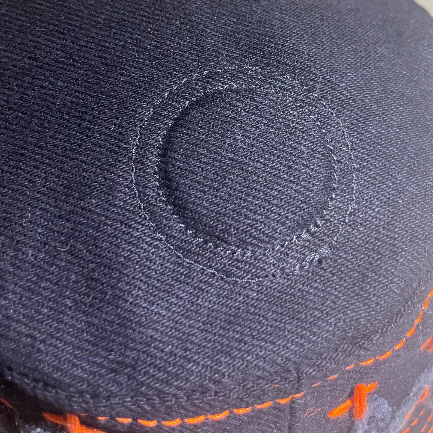 Black and Orange Sashiko Horn Hat 1of1