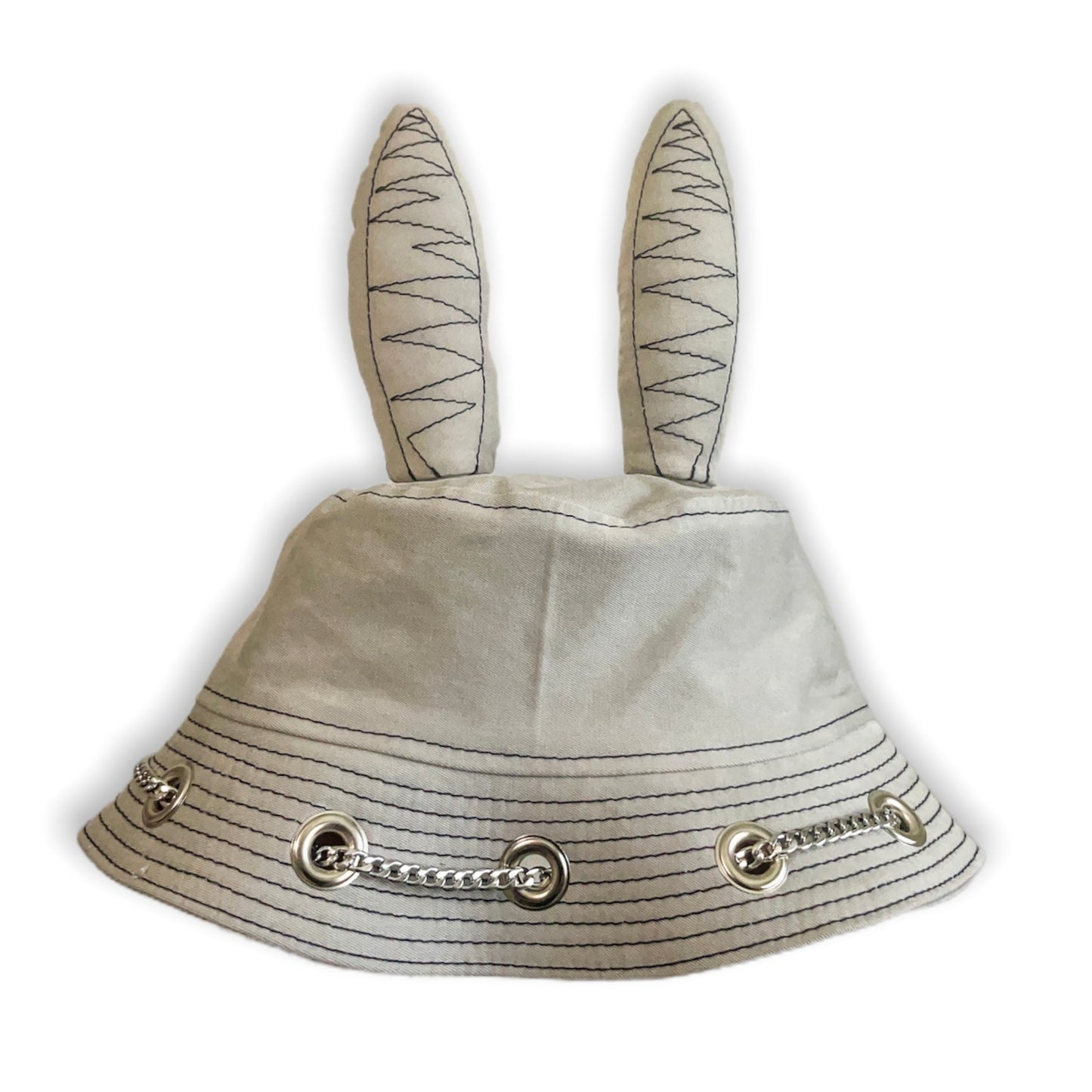 Light Stone Grey and Black Bunny Hat 1of1