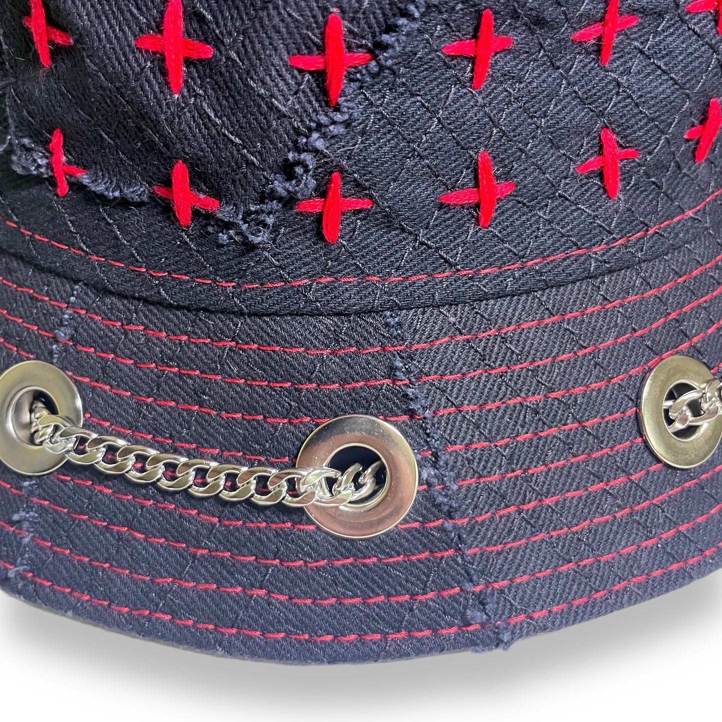Black and Red Sashiko Bunny Hat 1of1