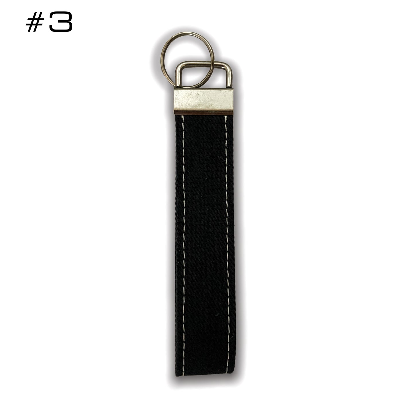 Keychains- Black With Colored Stitching