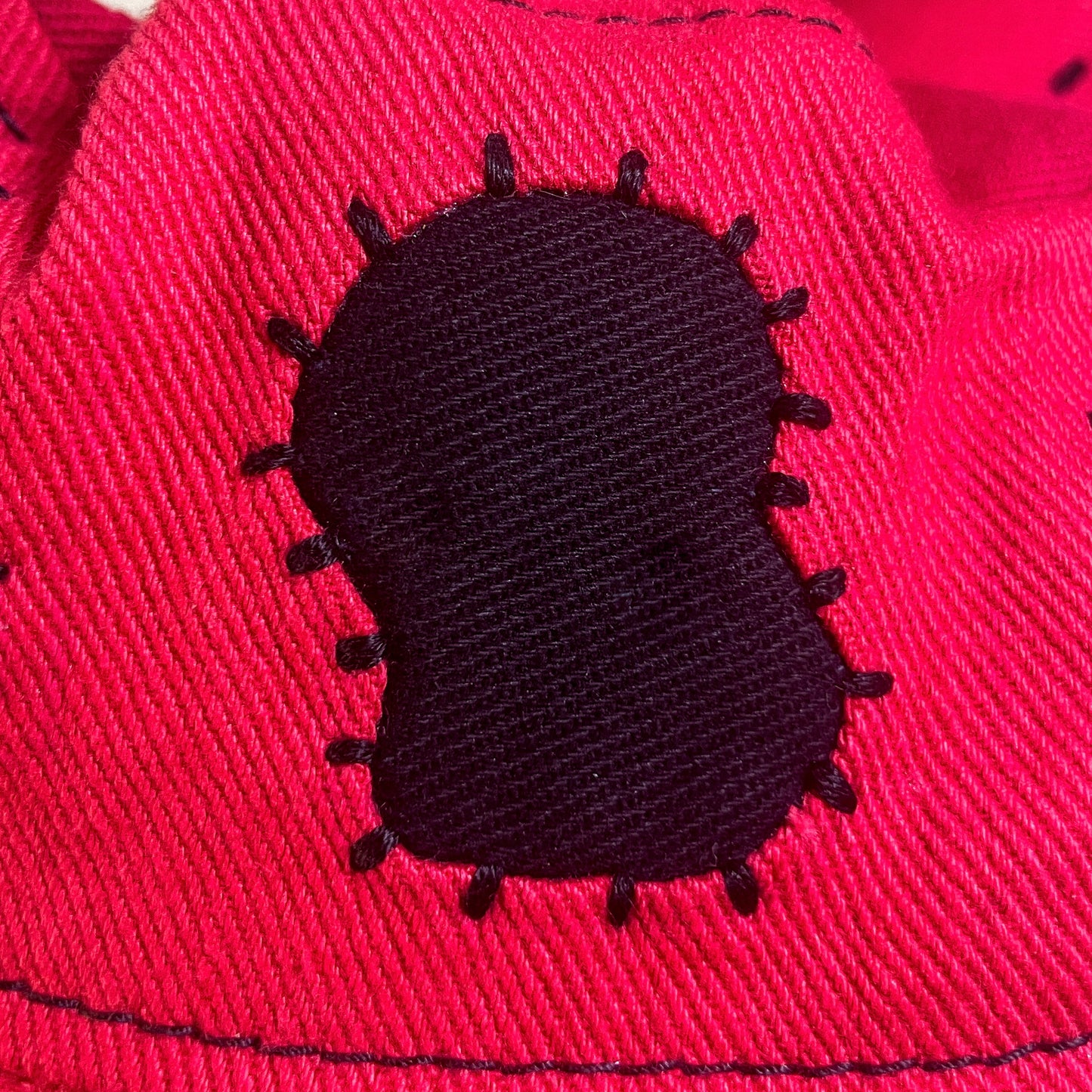 Red and Black Sashiko Bunny Hat 1of1