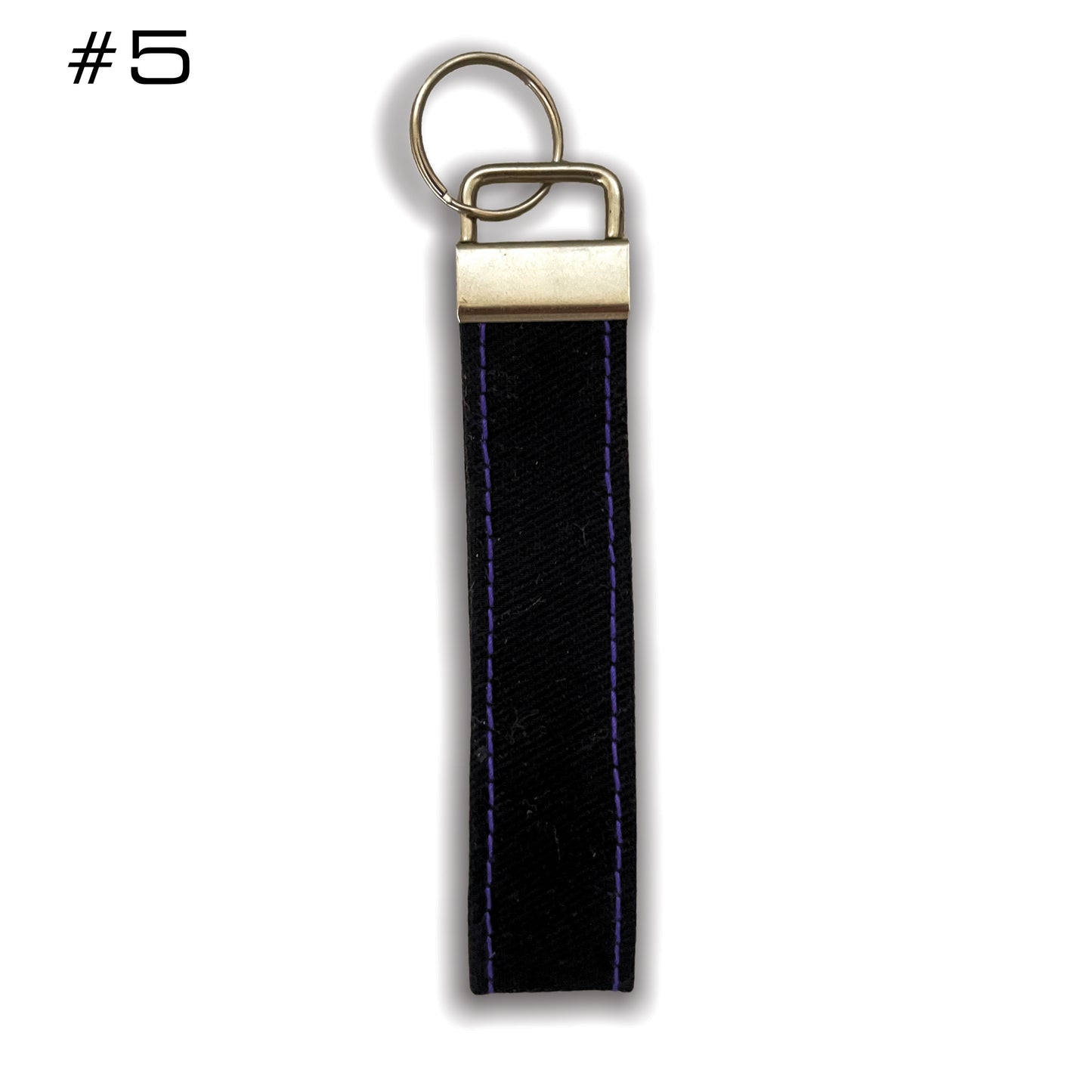 Keychains- Black With Colored Stitching