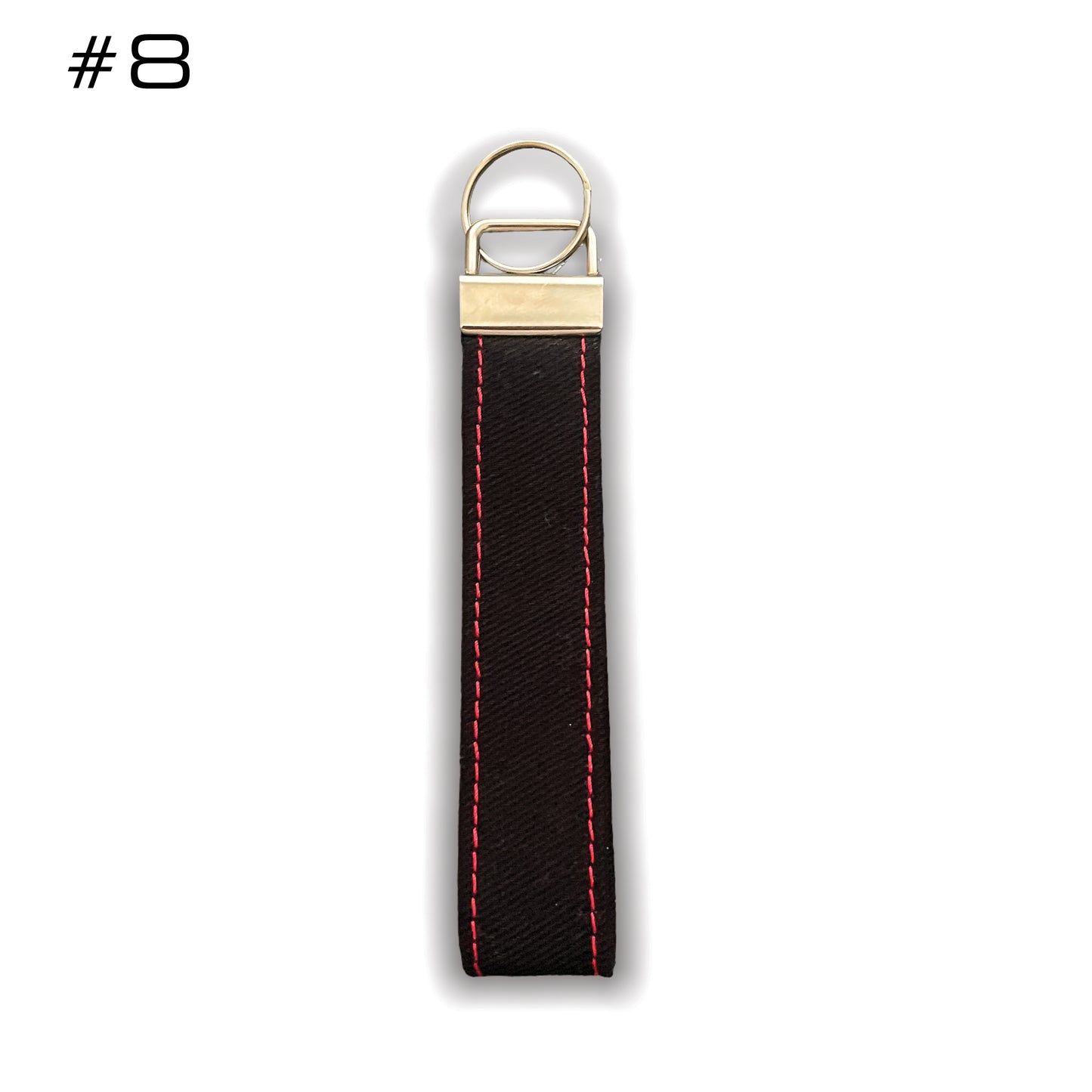 Keychains- Black With Colored Stitching