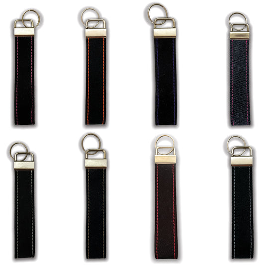 Keychains- Black With Colored Stitching